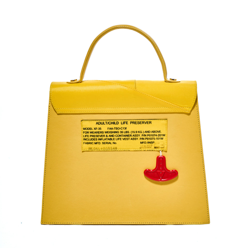     ELE SILVEIRA Cockpit Mayday yellow luxury handbag back view