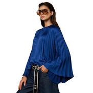 Pleated Blue Blouse