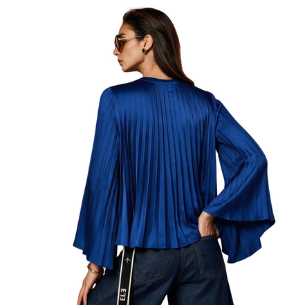 Pleated Blue Blouse